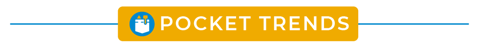 Blue, Yellow, and white Pocket Trend graphic banner with title "Pocket Trend" and pocket graphic in blue circle with pens in pocket with blue and yellow Blue, Yellow, and white Pocket Trend graphic banner with title "Pocket Trend" and pocket graphic in blue circle with pens in pocket with blue and yellow
