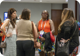 conference attendees talking
